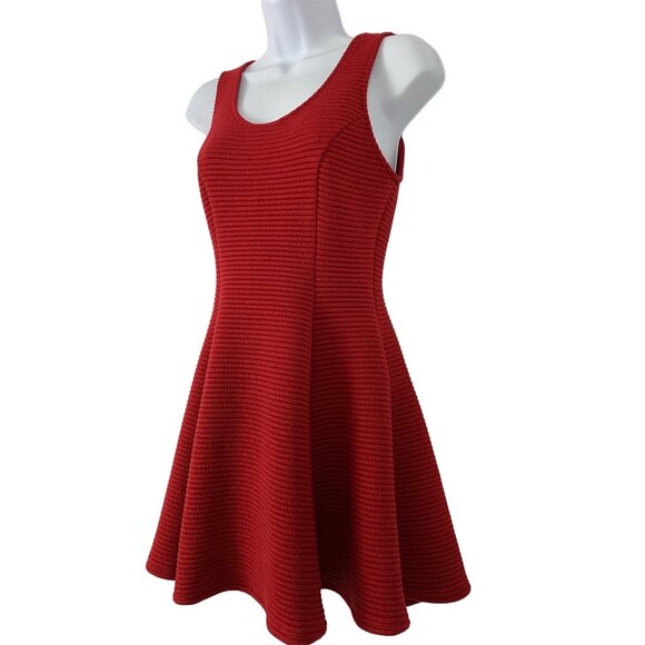 Dina Be Womens Red Sleeveless Textured Fit & Flare Dress Size XS - Picture 3 of 11